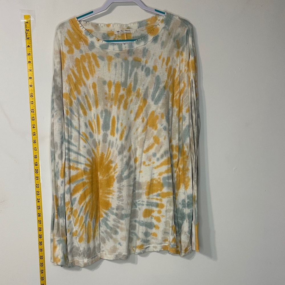 We The Free Yellow and Gray Tie-Dye Top